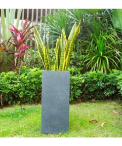 KANTE 24 in. H Square Charcoal Concrete/Fiberglass Indoor Outdoor Elegant Tall Planter 17 KANTE 24 in. H Square Charcoal Concrete/Fiberglass Indoor Outdoor Elegant Tall Planter -Outdoor Plant Life charcoal kante plant pots osf0002b c60121 66 1000