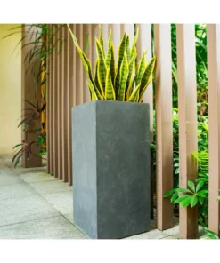 KANTE 24 in. H Square Charcoal Concrete/Fiberglass Indoor Outdoor Elegant Tall Planter 22 KANTE 24 in. H Square Charcoal Concrete/Fiberglass Indoor Outdoor Elegant Tall Planter -Outdoor Plant Life charcoal kante plant pots osf0002b c60121 fa 1000