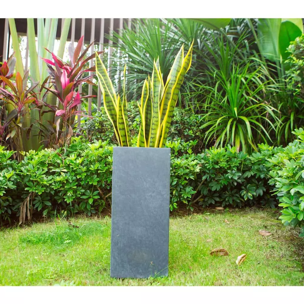 KANTE 28 in. H Square Charcoal Concrete/Fiberglass Indoor Outdoor Modern Tall Planter 12 KANTE 28 in. H Square Charcoal Concrete/Fiberglass Indoor Outdoor Modern Tall Planter - Image 10