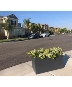KANTE 23 in. L Rectangular Charcoal Concrete/Fiberglass Indoor Outdoor Elegant Planter -Outdoor Plant Life charcoal kante plant pots osf0104a c60121 4f 1000