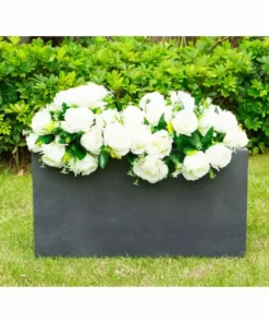 KANTE 23 in. L Rectangular Charcoal Concrete/Fiberglass Indoor Outdoor Elegant Planter -Outdoor Plant Life charcoal kante plant pots osf0104a c60121 76 1000