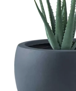 KANTE 8 in. H Charcoal Concrete and Fiberglass Round Bowl Planter, Outdoor Indoor Large Planters Pots with Drainage -Outdoor Plant Life charcoal kante plant pots rc0049a c60121 44 1000