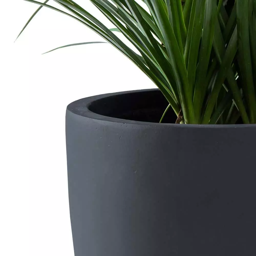 KANTE 9 in. H Charcoal Concrete and Fiberglass Round Bowl Planter, Outdoor Indoor Large Planters Pots with Drainage 4 KANTE 9 in. H Charcoal Concrete and Fiberglass Round Bowl Planter, Outdoor Indoor Large Planters Pots with Drainage - Image 2