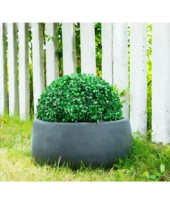 KANTE Medium 10 in. Tall Charcoal Lightweight Concrete Round Outdoor Bowl Planter -Outdoor Plant Life charcoal kante plant pots rc0051c c60121 1f 1000
