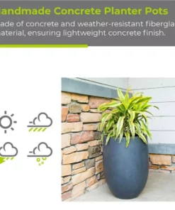 KANTE 21.7 in. Tall Charcoal Lightweight Concrete Round Outdoor Planter -Outdoor Plant Life charcoal kante plant pots rc0066a c60121 1f 1000