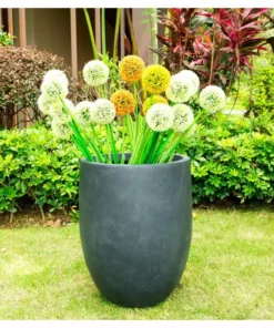 KANTE 21.7 in. Tall Charcoal Lightweight Concrete Round Outdoor Planter -Outdoor Plant Life charcoal kante plant pots rc0066a c60121 c3 1000