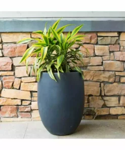 KANTE 21.7 in. Tall Charcoal Lightweight Concrete Round Outdoor Planter -Outdoor Plant Life charcoal kante plant pots rc0066a c60121 fa 1000