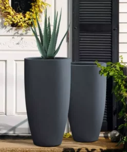 KANTE 31.4" and 23.6"H Charcoal Finish Concrete Tall Planters (Set of 2), Large Outdoor Indoor w/Drainage Hole & Rubber Plug 12 KANTE 31.4" and 23.6"H Charcoal Finish Concrete Tall Planters (Set of 2), Large Outdoor Indoor w/Drainage Hole & Rubber Plug -Outdoor Plant Life charcoal kante plant pots rc0099ab c60121 1f 1000