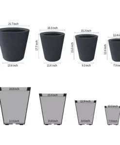 KANTE 20.9", 17.7", 15" & 12.6"H Cylindrical Charcoal Finish Lightweight Concrete Modern Planters Set of 4, Outdoor Indoor -Outdoor Plant Life charcoal kante plant pots rc0154bcde c60121 c3 1000