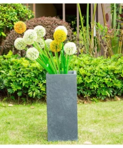 KANTE 28 in. Tall Charcoal Lightweight Concrete Rectangle Modern Outdoor Planter -Outdoor Plant Life charcoal kante plant pots rf0002c c60121 c3 1000