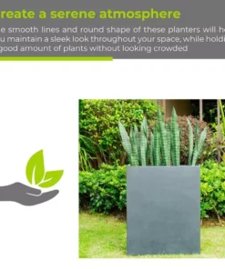 KANTE 26.8 in. Tall Charcoal Lightweight Concrete Modern Long and High Rectangle Planter -Outdoor Plant Life charcoal kante plant pots rf0111a c60121 1f 1000