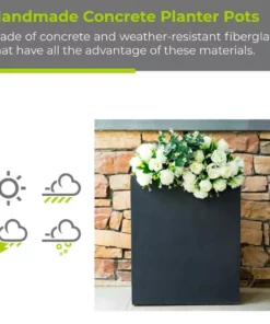 KANTE 26.8 in. Tall Charcoal Lightweight Concrete Modern Long and High Rectangle Planter -Outdoor Plant Life charcoal kante plant pots rf0111a c60121 4f 1000