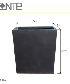 KANTE 26.8 in. Tall Charcoal Lightweight Concrete Modern Long and High Rectangle Planter -Outdoor Plant Life charcoal kante plant pots rf0111a c60121 c3 1000