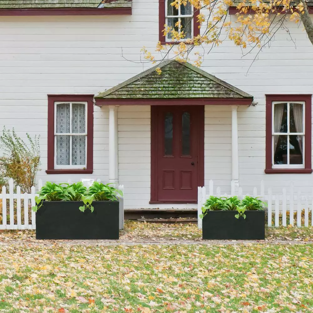 KANTE 31.4 in. & 23.6 in. L Rectangular Charcoal Lightweight Long Low Planters w/Drainage Hole (Set of 2), Outdoor/Indoor 8 KANTE 31.4 in. & 23.6 in. L Rectangular Charcoal Lightweight Long Low Planters w/Drainage Hole (Set of 2), Outdoor/Indoor - Image 6