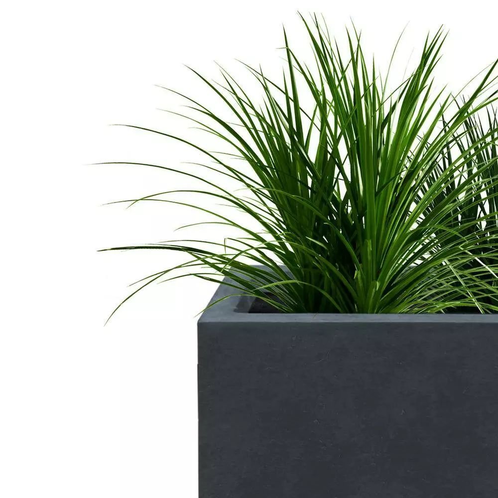 KANTE 11.81 x 11.81 in. Square Charcoal Lightweight Concrete and Weather Resistant Fiberglass Planter w/Drainage Hole 7 KANTE 11.81 x 11.81 in. Square Charcoal Lightweight Concrete and Weather Resistant Fiberglass Planter w/Drainage Hole - Image 5