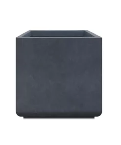 KANTE 11.81 x 11.81 in. Square Charcoal Lightweight Concrete and Weather Resistant Fiberglass Planter w/Drainage Hole