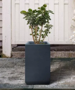 KANTE 27.6 in. H Square Charcoal Concrete and Fiberglass Tall Planter Outdoor Indoor Lightweight Plant Pots -Outdoor Plant Life charcoal kante plant pots rf0222c c60121 1f 1000
