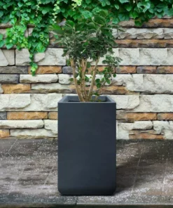 KANTE 27.6 in. H Square Charcoal Concrete and Fiberglass Tall Planter Outdoor Indoor Lightweight Plant Pots -Outdoor Plant Life charcoal kante plant pots rf0222c c60121 44 1000