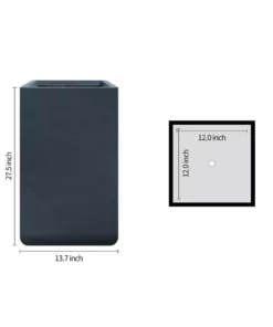 KANTE 27.6 in. H Square Charcoal Concrete and Fiberglass Tall Planter Outdoor Indoor Lightweight Plant Pots -Outdoor Plant Life charcoal kante plant pots rf0222c c60121 76 1000