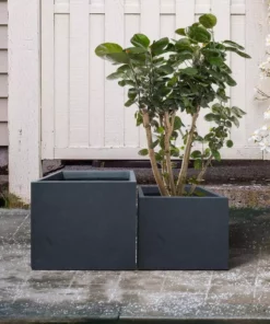 KANTE 17.3 in. W Square Charcoal Lightweight Concrete and Fiberglass Planters with Drainage Holes (Set of 2) 12 KANTE 17.3 in. W Square Charcoal Lightweight Concrete and Fiberglass Planters with Drainage Holes (Set of 2) -Outdoor Plant Life charcoal kante plant pots rf2015015bc c60121 1f 1000