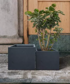 KANTE 17.3 in. W Square Charcoal Lightweight Concrete and Fiberglass Planters with Drainage Holes (Set of 2) 13 KANTE 17.3 in. W Square Charcoal Lightweight Concrete and Fiberglass Planters with Drainage Holes (Set of 2) -Outdoor Plant Life charcoal kante plant pots rf2015015bc c60121 44 1000
