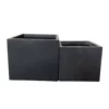 KANTE 17.3 in. W Square Charcoal Lightweight Concrete and Fiberglass Planters with Drainage Holes (Set of 2)