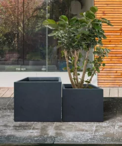 KANTE 17.3 in. W Square Charcoal Lightweight Concrete and Fiberglass Planters with Drainage Holes (Set of 2) 15 KANTE 17.3 in. W Square Charcoal Lightweight Concrete and Fiberglass Planters with Drainage Holes (Set of 2) -Outdoor Plant Life charcoal kante plant pots rf2015015bc c60121 76 1000