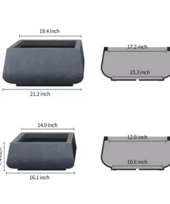 KANTE 21.2 in. and 16.1 in. W Square Charcoal Finish Lightweight Concrete/Fiberglass Planters with Drainage Holes (Set of 2) -Outdoor Plant Life charcoal kante plant pots rf2015018ab c60121 c3 1000