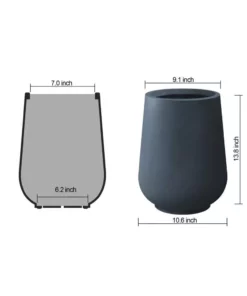 KANTE 10.63 in. x 13.78 in. Round Charcoal Lightweight Concrete and Weather Resistant Fiberglass Planter w/Drainage Hole -Outdoor Plant Life charcoal kante plant pots rf2015023c c60121 4f 1000