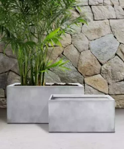 KANTE 31" and 23"L Rectangular Large Concrete Long Box Planters Set of 2, Outdoor/Indoor Strong UV Resistant w/Drainage Holes -Outdoor Plant Life concrete kante plant pots rf0104ab c81921 44 1000
