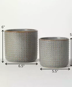 SULLIVANS Dusty Blue Ceramic Pot - Set of 2 -Outdoor Plant Life dusty blue sullivans plant pots cm2978 44 1000