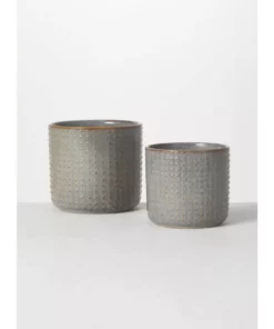 SULLIVANS Dusty Blue Ceramic Pot - Set of 2