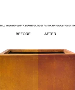 KANTE 16in.H Square Faux Weathering Steel Finish Lightweight Concrete Durable Elegant Planter w/Drainage Hole, Home and Garden -Outdoor Plant Life faux weathering steel kante plant pots rf0001c c91942 4f 1000