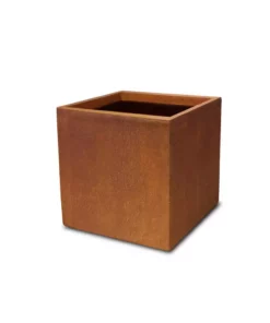 KANTE 16in.H Square Faux Weathering Steel Finish Lightweight Concrete Durable Elegant Planter w/Drainage Hole, Home and Garden