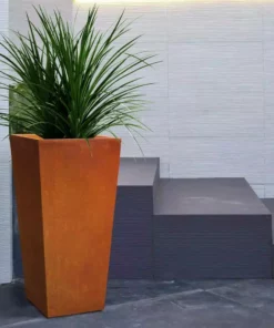 KANTE 24.4 in. H Rectangle Faux Weathering Steel Lightweight Concrete Tapered Tall Planter with Drainage Hole, Outdoor/Indoor -Outdoor Plant Life faux weathering steel kante plant pots rf0004c c91942 31 1000