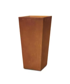 KANTE 24.4 in. H Rectangle Faux Weathering Steel Lightweight Concrete Tapered Tall Planter with Drainage Hole, Outdoor/Indoor