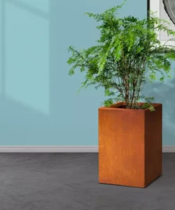 KANTE 16 in. H Faux Weathering Steel Finish Concrete Square, Modern Outdoor/Indoor Lightweight Planter Pot with Drainage Hole -Outdoor Plant Life faux weathering steel kante plant pots rf0007b c91942 1f 1000