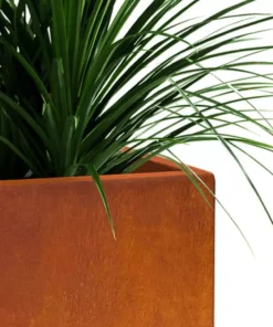 KANTE 16 in. H Faux Weathering Steel Finish Concrete Square, Modern Outdoor/Indoor Lightweight Planter Pot with Drainage Hole -Outdoor Plant Life faux weathering steel kante plant pots rf0007b c91942 fa 1000