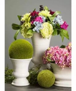 SULLIVANS Ivory Low Oval Ceramic Planter -Outdoor Plant Life glaze sullivans plant pots cm2342 4f 1000