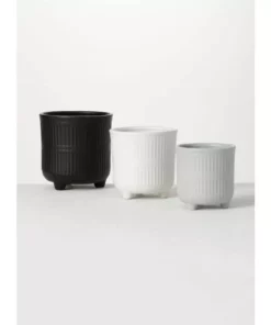 SULLIVANS Black, White & Gray Ceramic Planters - Set Of 3