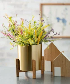 SULLIVANS Brass Planter On Stands - Set of 2 -Outdoor Plant Life gold sullivans plant pots n2715 4f 1000