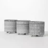 SULLIVANS Gray Geometric Print Cement Pot - Set of 3 -Outdoor Plant Life gray patterned sullivans plant pots cmt1207 64 1000