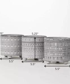 SULLIVANS Gray Geometric Print Cement Pot - Set of 3 15 SULLIVANS Gray Geometric Print Cement Pot - Set of 3 -Outdoor Plant Life gray patterned sullivans plant pots cmt1207 76 1000