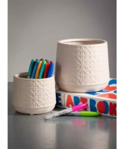 SULLIVANS Gray Ceramic Planter (Set of 2) -Outdoor Plant Life gray sullivans plant pots cm2943 4f 1000