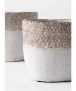 SULLIVANS Gray Cement Pot (Set of 2) -Outdoor Plant Life gray sullivans plant pots cmt1187 4f 1000