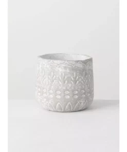 SULLIVANS Gray Patterned Cement Pot