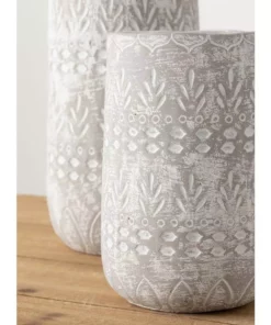 SULLIVANS Gray Cement Pot - Set of 2 -Outdoor Plant Life gray sullivans plant pots cmt1189 4f 1000