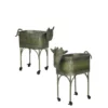 SULLIVANS Green Metal Farm Animal Planters (Set of 2) -Outdoor Plant Life green sullivans plant pots met1391 64 1000