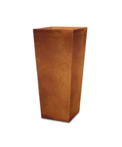 KANTE 28 in. H Iron Oxide Lightweight Concrete Tapered Planter with Drainage Hole, Large Outdoor/Indoor Tall Square Planter