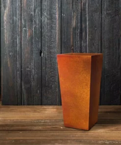 KANTE 28 in. H Iron Oxide Lightweight Concrete Tapered Planter with Drainage Hole, Large Outdoor/Indoor Tall Square Planter -Outdoor Plant Life iron oxide kante plant pots rf0229a s c80621 76 1000